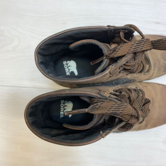Sorel Women's Joan of Arctic Wedge III Lexie Boot SZ 8.5 Leather Boots Tobacco - Picture 9 of 11
